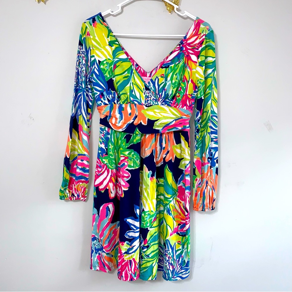 Lilly Pulitzer Fleur ResortTravelers Dress Ling Sleeve Small